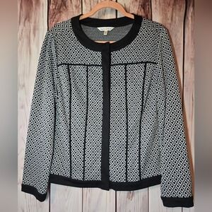 TravelSmith Black And White Geometric Jacket Snap Closure Womens Medium